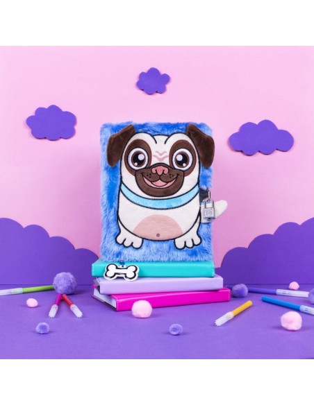 Diario segreto di peluche 3D Pug vista emozionale