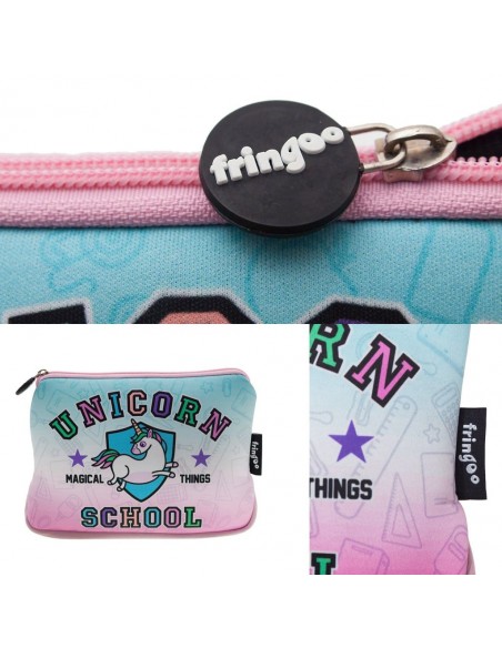 astuccio morbido in neoprene Unicorn School Fringoo vista dettagli