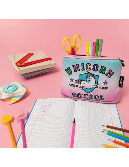 astuccio morbido in neoprene Unicorn School Fringoo vista emozionale