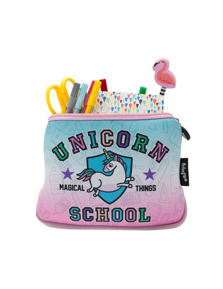 astuccio morbido in neoprene Unicorn School Fringoo vista in uso