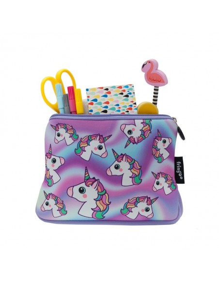 astuccio morbido in neoprene Hologram Unicorns Fringoo vista in uso