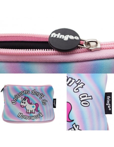 astuccio morbido in neoprene Unicorn Homework Fringoo vista dettagli