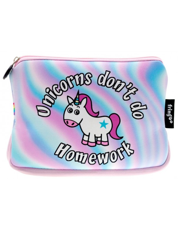 astuccio morbido in neoprene Unicorn Homework Fringoo vista frontale