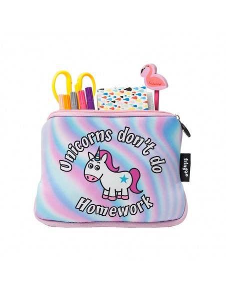 astuccio morbido in neoprene Unicorn Homework Fringoo vista in uso