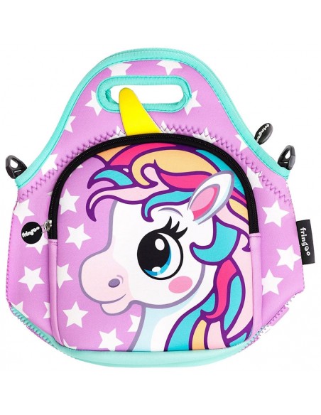 porta merenda in neoprene con tracolla UNICORN STARS vista frontale