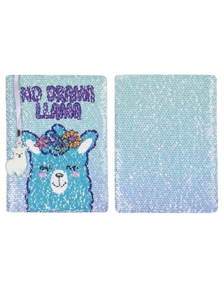 diario con penna di paillettes no drama llama fringoo vista fronte retro bis