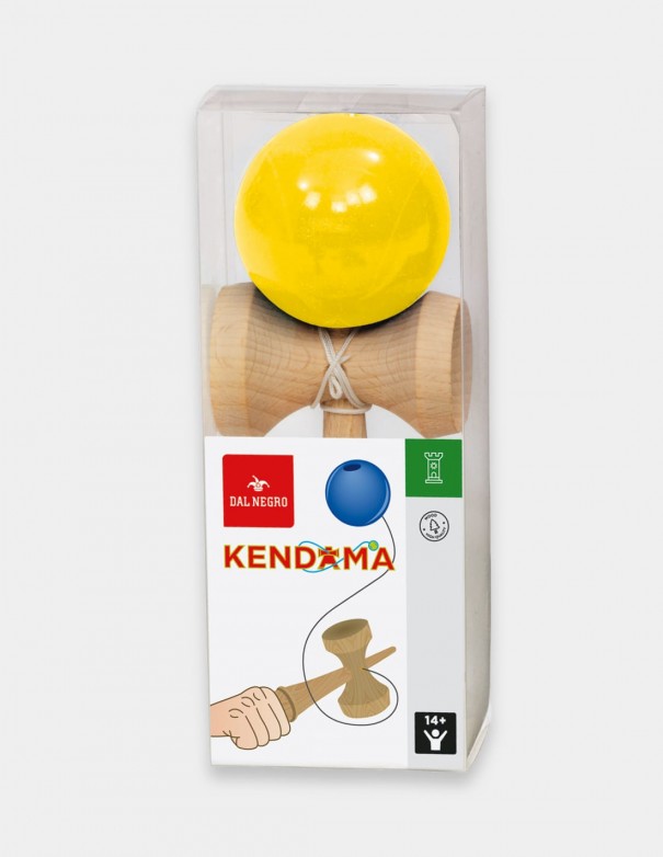 Gioco Kendama in legno con palla gialla Dal Negro foto confezione