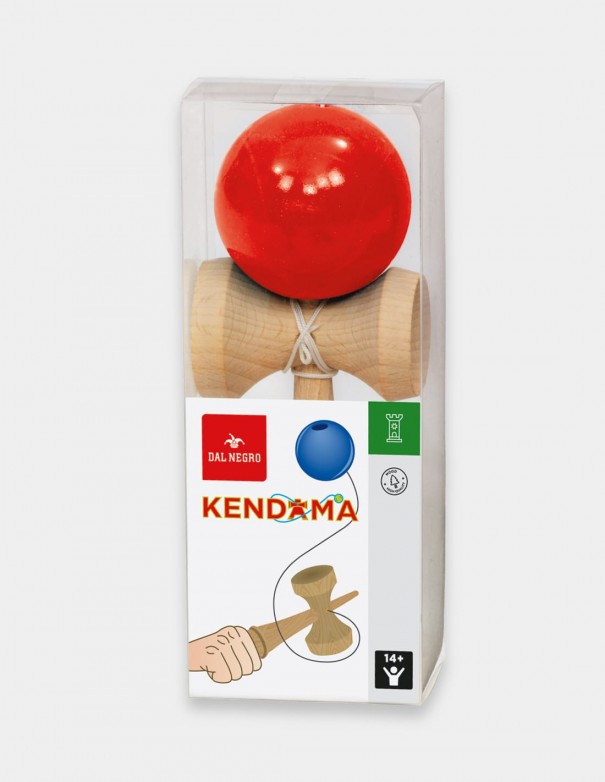 Gioco Kendama in legno con palla rossa Dal Negro foto confezione