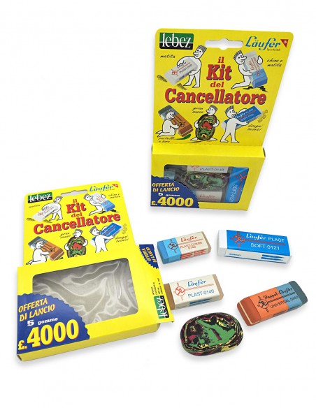 Il Kit del Cancellatore Läufer lebez confezione da 5 gomme in plastica ed in caucciù - confezione aperta