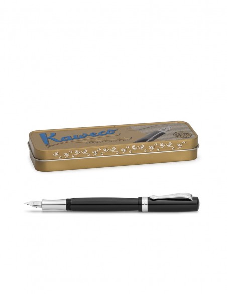 Penna stilografica Kaweco serie Student Black con scatola di latta modello nostalgic