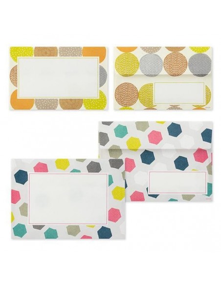 set carta da lettere midori colorful dots vista buste piccole