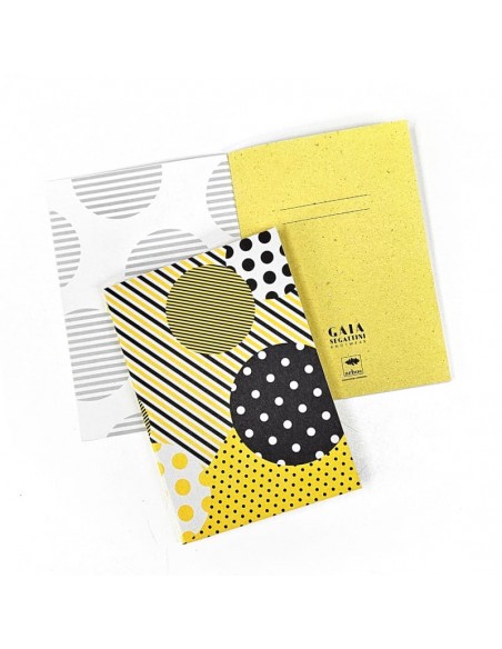 Quadernino di Gaia Segattini Knotwear in cartoncino colorato pattern giallo