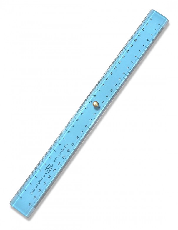 righello triplo decimetro 30 cm antica fabbrica vittorio martini colore azzurro