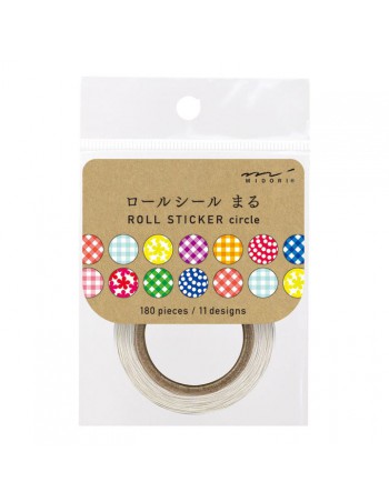 adesivi chiudi pacco in rotolo Midori Chotto Roll Stickers Colorful Circles vista frontale