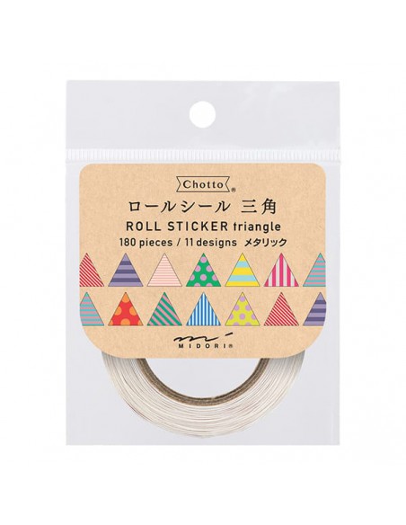 adesivi chiudi pacco in rotolo Midori Chotto Roll Stickers triangle metallic vista confezione