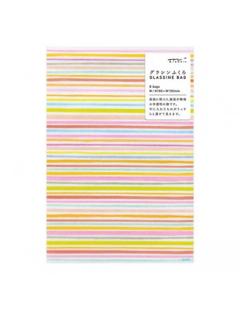 Bustine GLASSINE BAG Chotto Midori Watercolor Border Pink taglia MEDIUM adatto anche per alimenti vista confezione