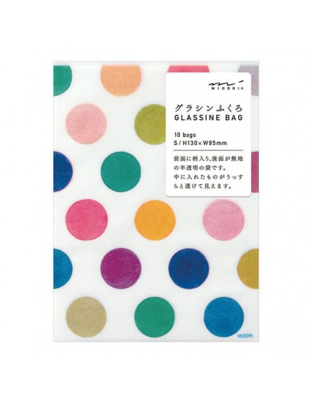 Bustine GLASSINE BAG Chotto Midori Watercolor Dots taglia SMALL adatto anche per alimenti vista confezione