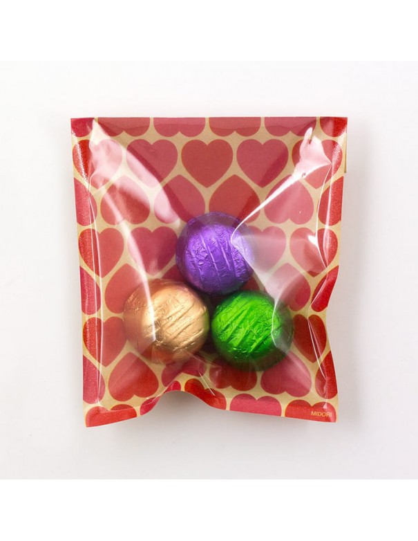 bustine clear faced bag chotto midori taglia SMALL Kraft Heart Pink vista con caramelle