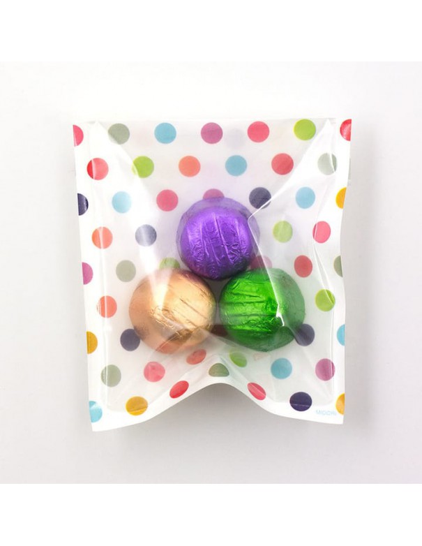 bustine clear faced bag chotto midori taglia SMALL Colour dots vista con caramelle