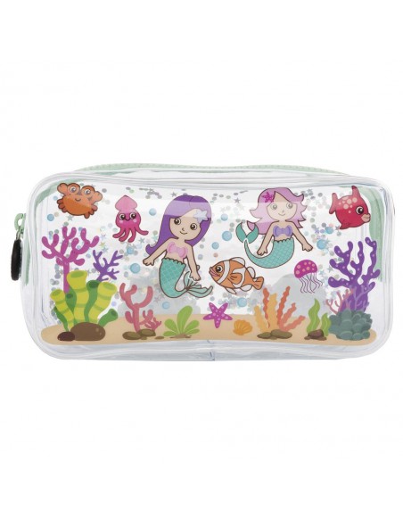 astuccio trasparente liquido con glitter MERMAIDS vista frontale