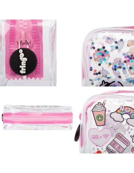 astuccio trasparente liquido con glitter TEEN DOODLES 2 dettagli