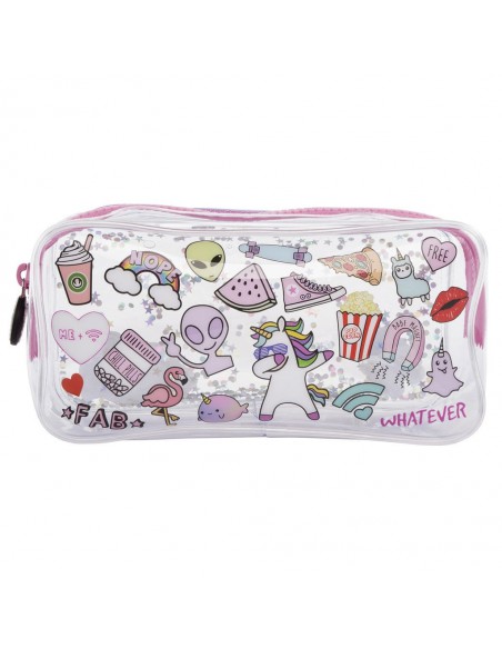 astuccio trasparente liquido con glitter TEEN DOODLES 2 vista frontale