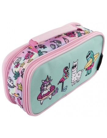 astuccio doppio scomparto con manico e grande capienza DREAM TEAM vista laterale