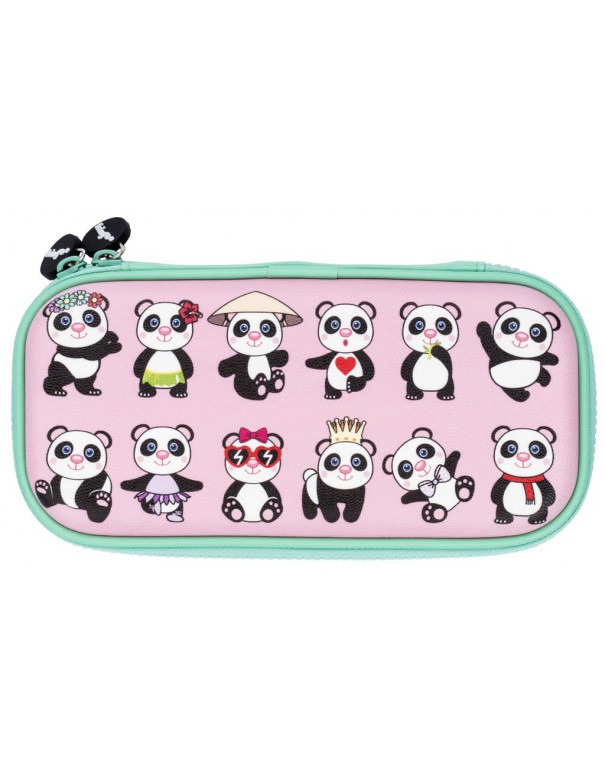 astuccio rigido goffrato doppia cerniera small PANDA STYLE vista frontale