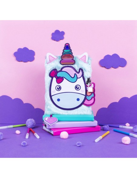 Diario segreto di peluche 3D UNICORN HEAD ambientazione in rosa