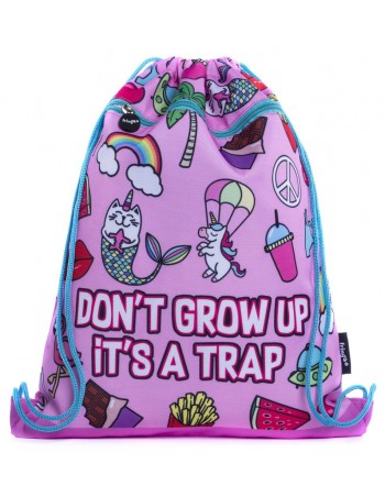 sacca con tasca frontale DON'T GROW UP vista frontale