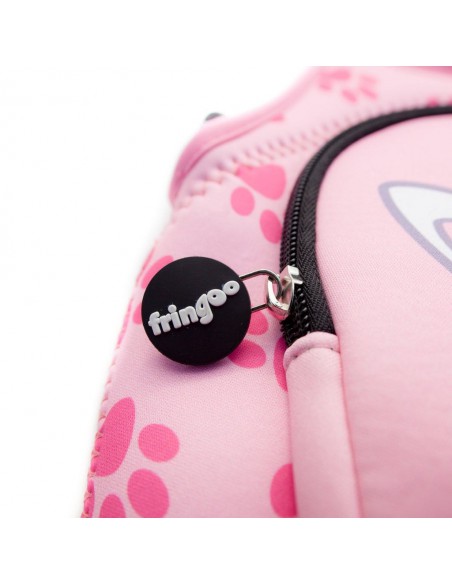 porta merenda in neoprene con tracolla PINK KITTY dettaglio