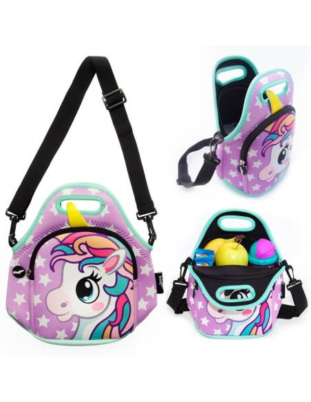 porta merenda in neoprene con tracolla UNICORN STARS dettagli