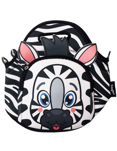 porta merenda in neoprene con tracolla ZEBRA vista frontale